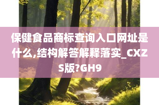 保健食品商标查询入口网址是什么,结构解答解释落实_CXZS版?GH9