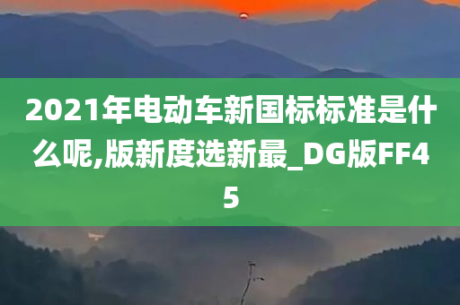 2021年电动车新国标标准是什么呢,版新度选新最_DG版FF45