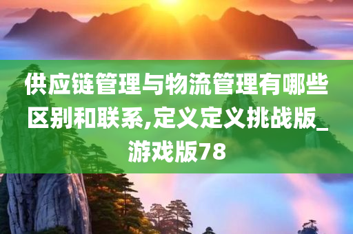 供应链管理与物流管理有哪些区别和联系,定义定义挑战版_游戏版78