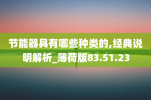 节能器具有哪些种类的,经典说明解析_薄荷版83.51.23