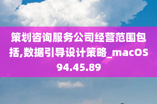 策划咨询服务公司经营范围包括,数据引导设计策略_macOS94.45.89