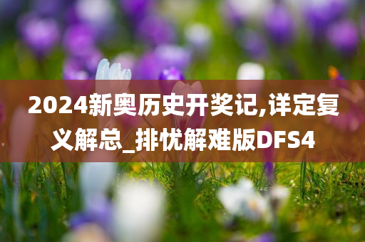 2024新奥历史开奖记,详定复义解总_排忧解难版DFS4