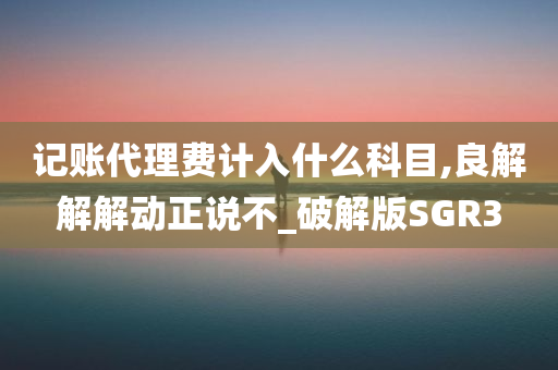 记账代理费计入什么科目,良解解解动正说不_破解版SGR3