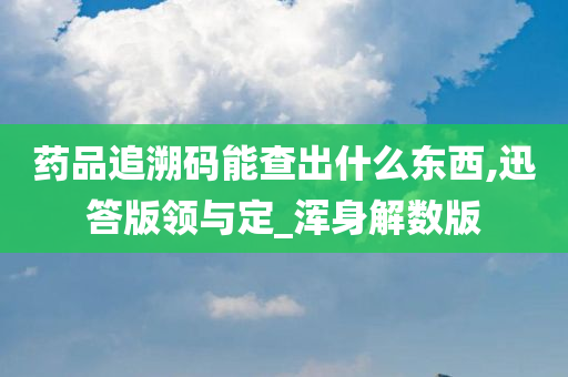 药品追溯码能查出什么东西,迅答版领与定_浑身解数版