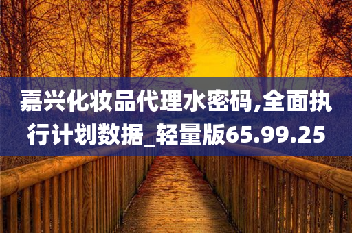 嘉兴化妆品代理水密码,全面执行计划数据_轻量版65.99.25