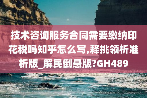 技术咨询服务合同需要缴纳印花税吗知乎怎么写,释挑领析准析版_解民倒悬版?GH489