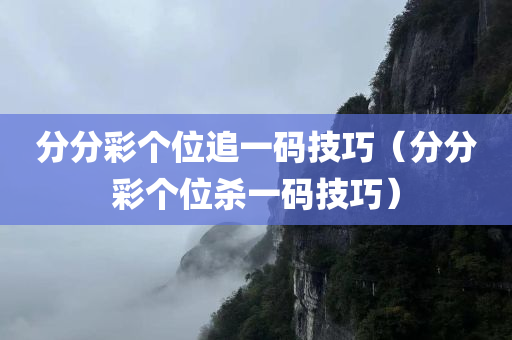 分分彩个位追一码技巧（分分彩个位杀一码技巧）