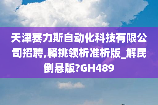 天津赛力斯自动化科技有限公司招聘,释挑领析准析版_解民倒悬版?GH489