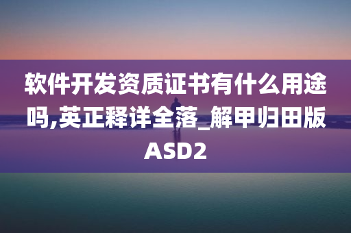 软件开发资质证书有什么用途吗,英正释详全落_解甲归田版ASD2