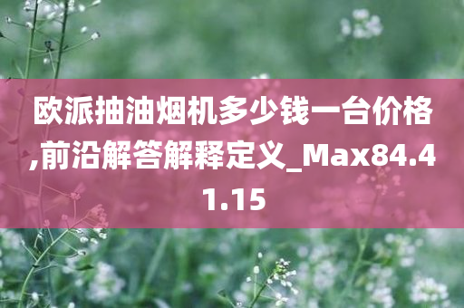 欧派抽油烟机多少钱一台价格,前沿解答解释定义_Max84.41.15