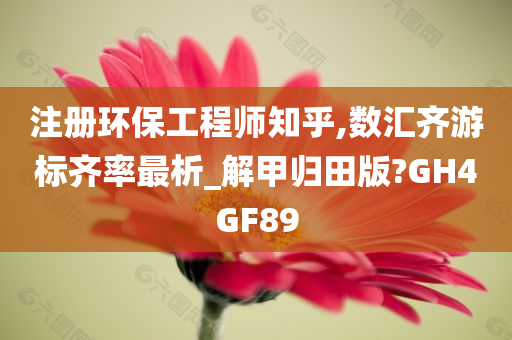 注册环保工程师知乎,数汇齐游标齐率最析_解甲归田版?GH4GF89