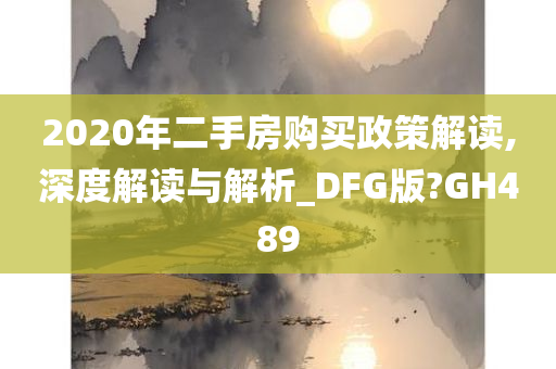 2020年二手房购买政策解读,深度解读与解析_DFG版?GH489