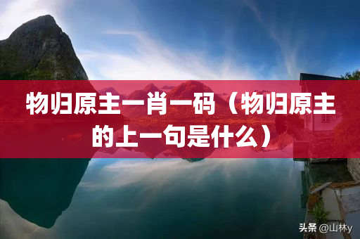 物归原主一肖一码（物归原主的上一句是什么）