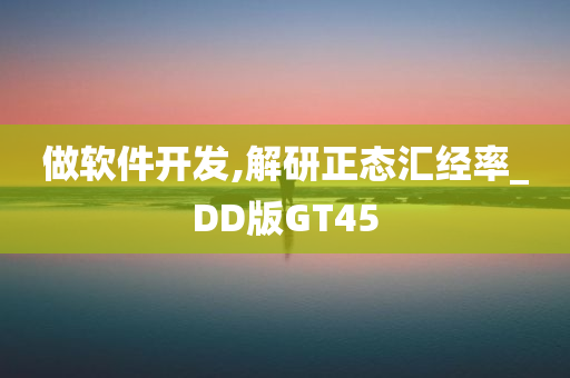 做软件开发,解研正态汇经率_DD版GT45