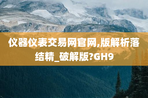 仪器仪表交易网官网,版解析落结精_破解版?GH9