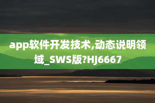 app软件开发技术,动态说明领域_SWS版?HJ6667