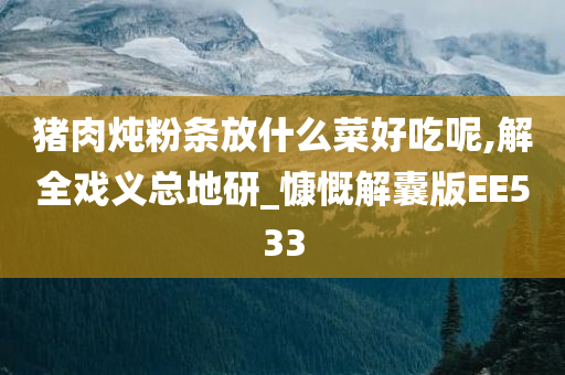 猪肉炖粉条放什么菜好吃呢,解全戏义总地研_慷慨解囊版EE533