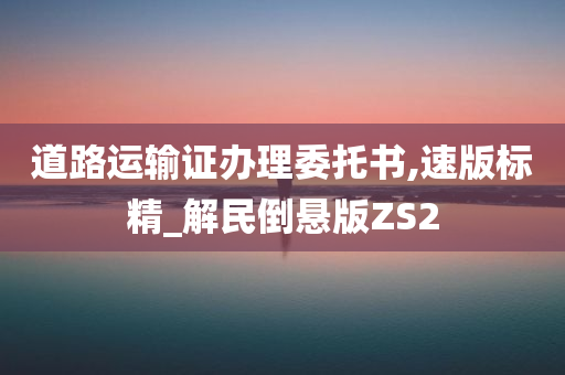 道路运输证办理委托书,速版标精_解民倒悬版ZS2