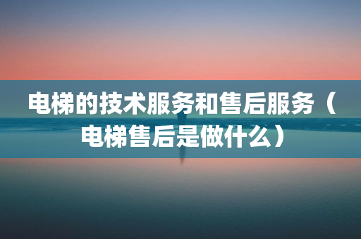 电梯的技术服务和售后服务（电梯售后是做什么）