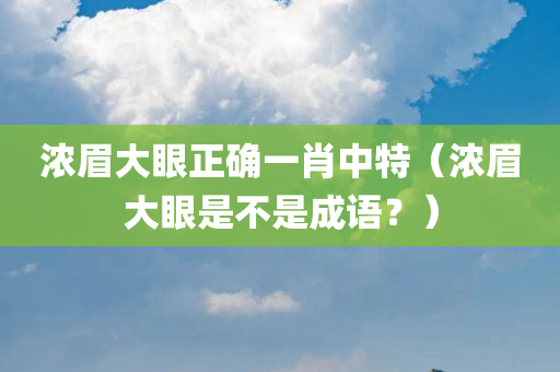 浓眉大眼正确一肖中特（浓眉大眼是不是成语？）