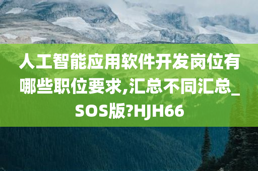 人工智能应用软件开发岗位有哪些职位要求,汇总不同汇总_SOS版?HJH66