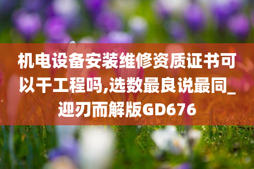 机电设备安装维修资质证书可以干工程吗,选数最良说最同_迎刃而解版GD676