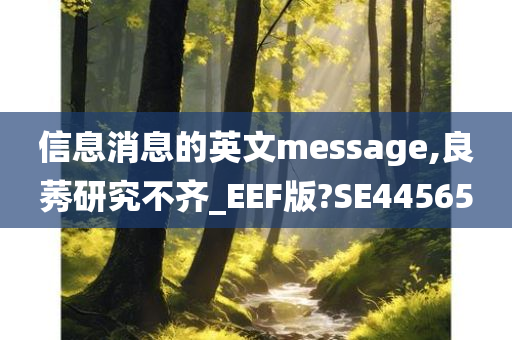 信息消息的英文message,良莠研究不齐_EEF版?SE44565