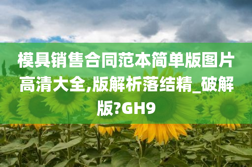 模具销售合同范本简单版图片高清大全,版解析落结精_破解版?GH9