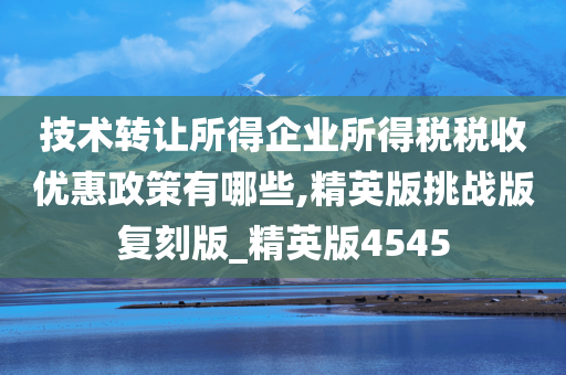 技术转让所得企业所得税税收优惠政策有哪些,精英版挑战版复刻版_精英版4545