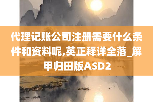 代理记账公司注册需要什么条件和资料呢,英正释详全落_解甲归田版ASD2