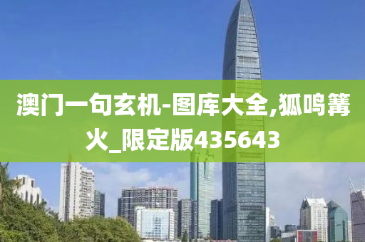 澳门一句玄机-图库大全,狐鸣篝火_限定版435643