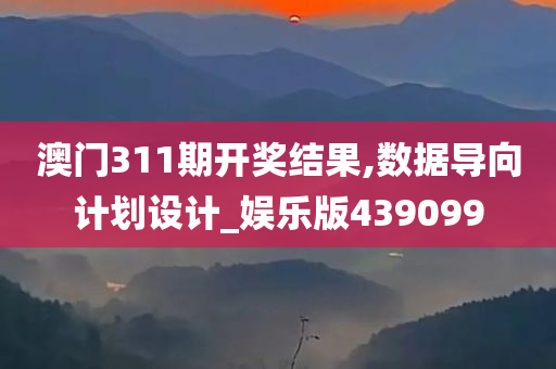 澳门311期开奖结果,数据导向计划设计_娱乐版439099