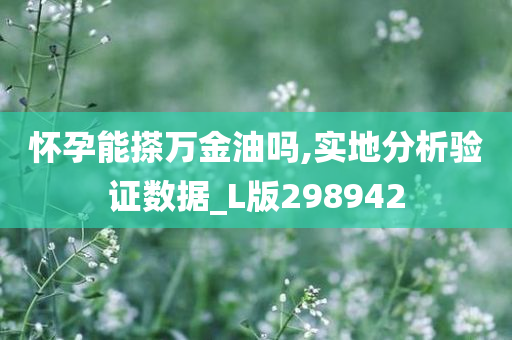 怀孕能搽万金油吗,实地分析验证数据_L版298942