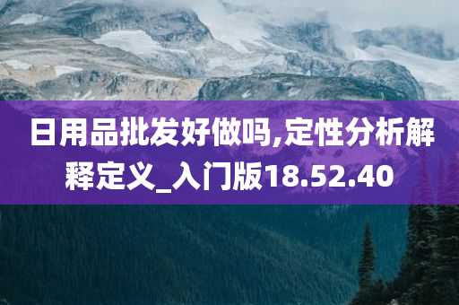 日用品批发好做吗,定性分析解释定义_入门版18.52.40