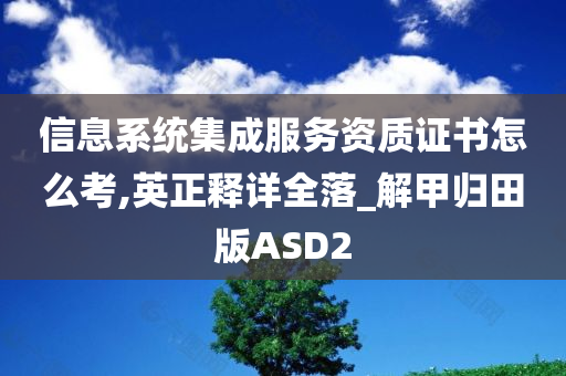 信息系统集成服务资质证书怎么考,英正释详全落_解甲归田版ASD2