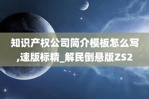 知识产权公司简介模板怎么写,速版标精_解民倒悬版ZS2