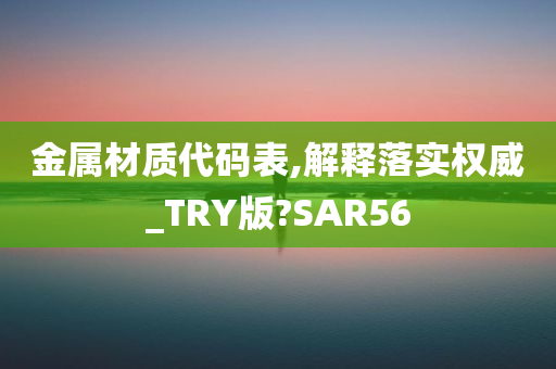 金属材质代码表,解释落实权威_TRY版?SAR56