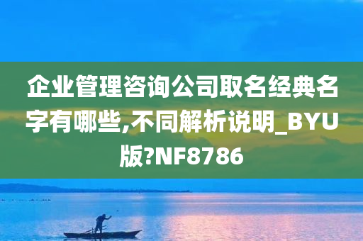 企业管理咨询公司取名经典名字有哪些,不同解析说明_BYU版?NF8786