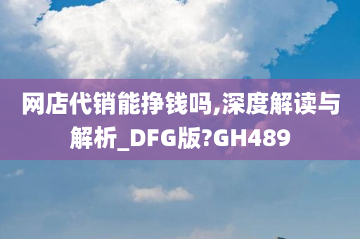 网店代销能挣钱吗,深度解读与解析_DFG版?GH489