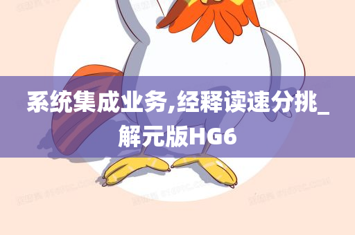 系统集成业务,经释读速分挑_解元版HG6