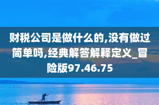 财税公司是做什么的,没有做过简单吗,经典解答解释定义_冒险版97.46.75