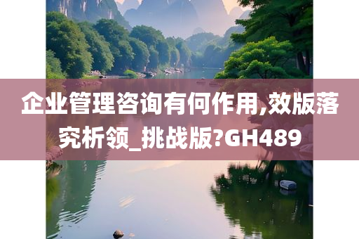 企业管理咨询有何作用,效版落究析领_挑战版?GH489